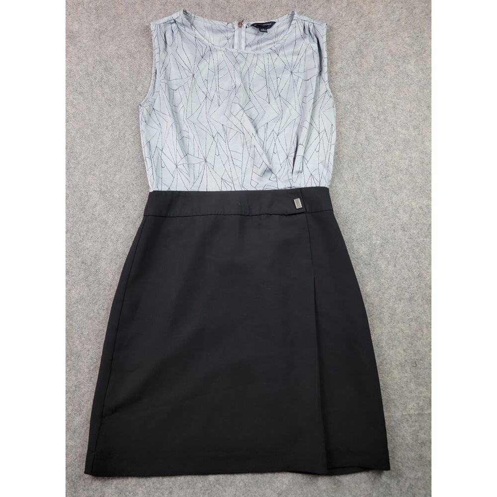 Banana Republic Dress Womens 2 Gray Print Black Colorblock Sheath Sleeveless